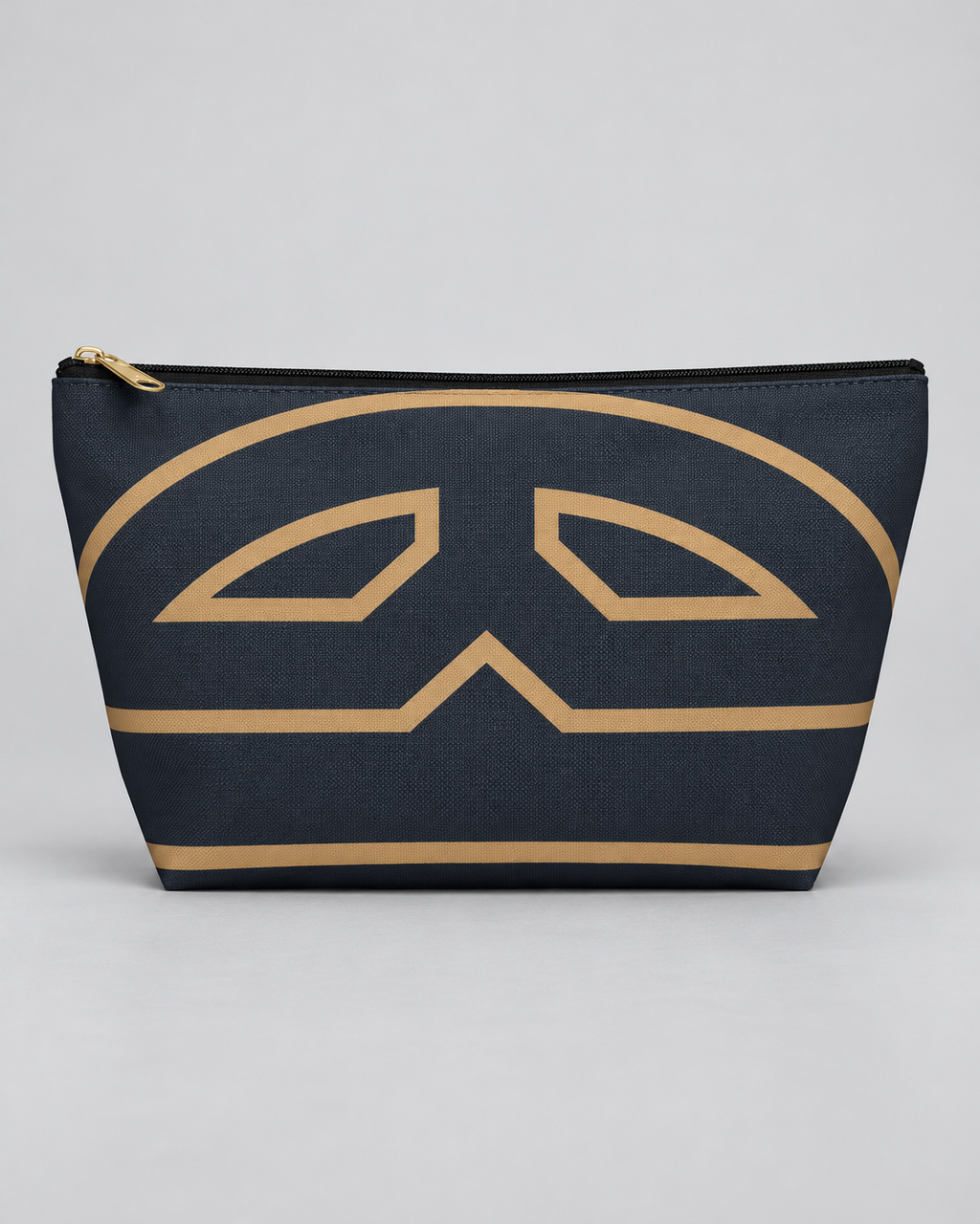 Bold Personalized Monogram Accessory Cosmetic Pouch – Navy & Camel