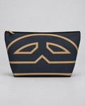 Bold Personalized Monogram Accessory Cosmetic Pouch – Navy & Camel