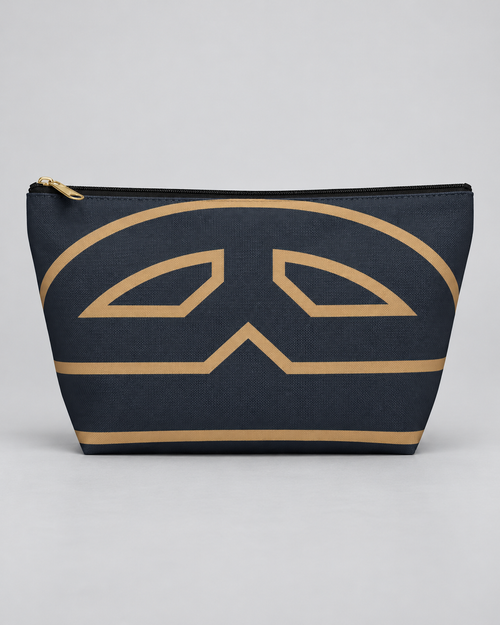 Bold Personalized Monogram Accessory Cosmetic Pouch – Navy & Camel