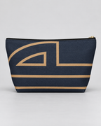 Bold Personalized Monogram Accessory Cosmetic Pouch – Navy & Camel
