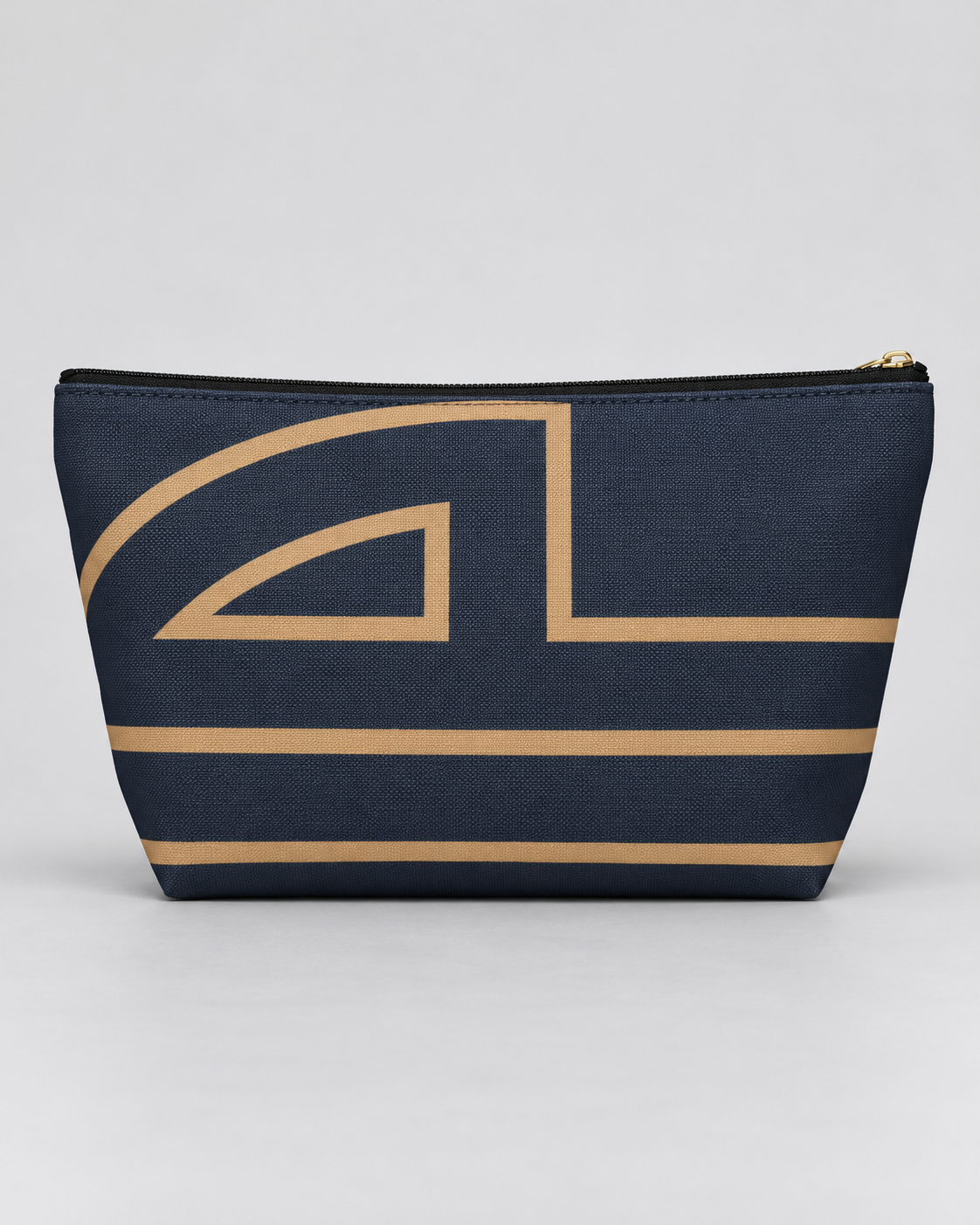 Bold Personalized Monogram Accessory Cosmetic Pouch – Navy & Camel