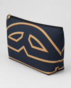 Bold Personalized Monogram Accessory Cosmetic Pouch – Navy & Camel