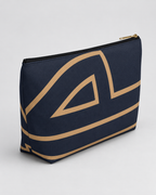 Bold Personalized Monogram Accessory Cosmetic Pouch – Navy & Camel