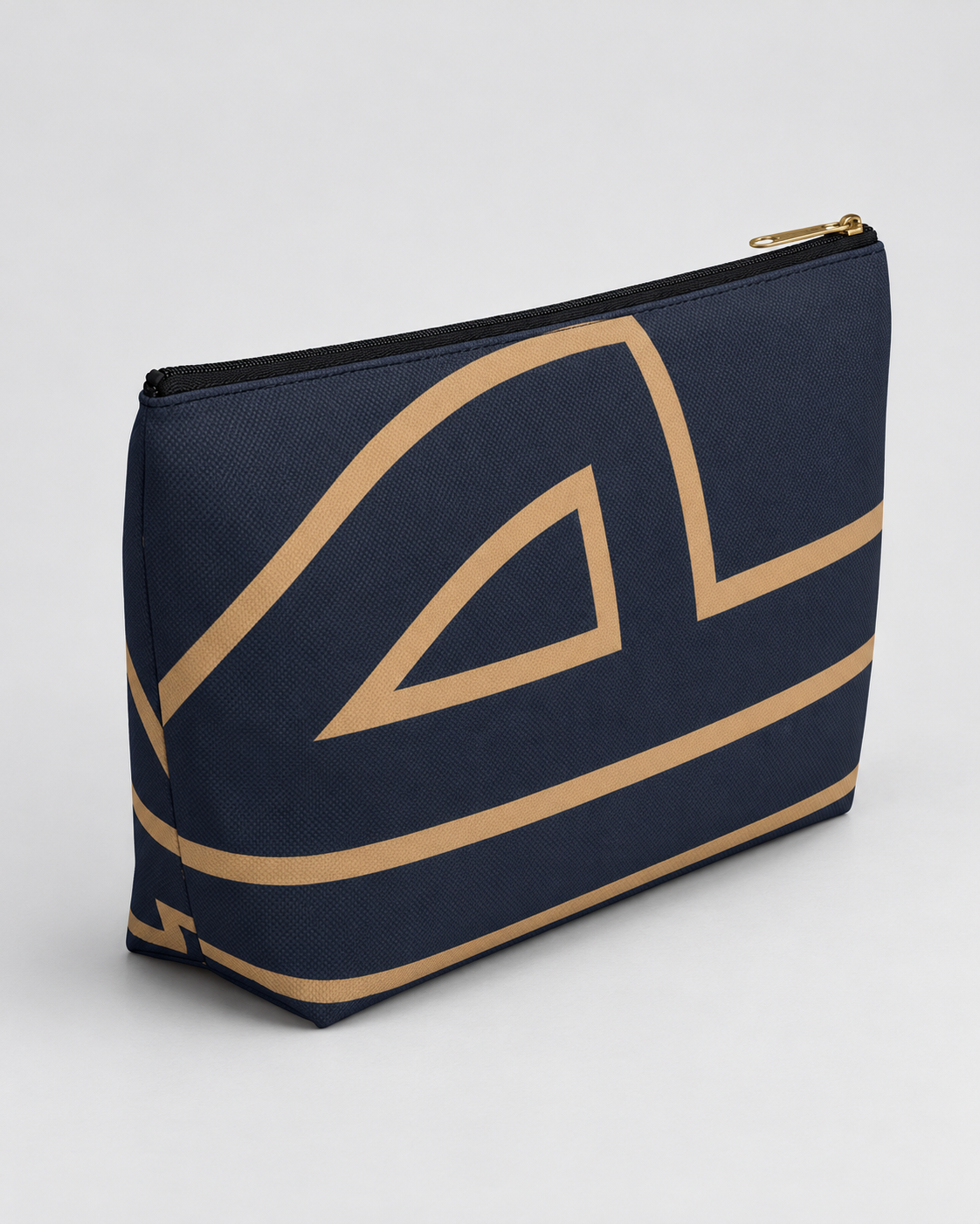 Bold Personalized Monogram Accessory Cosmetic Pouch – Navy & Camel