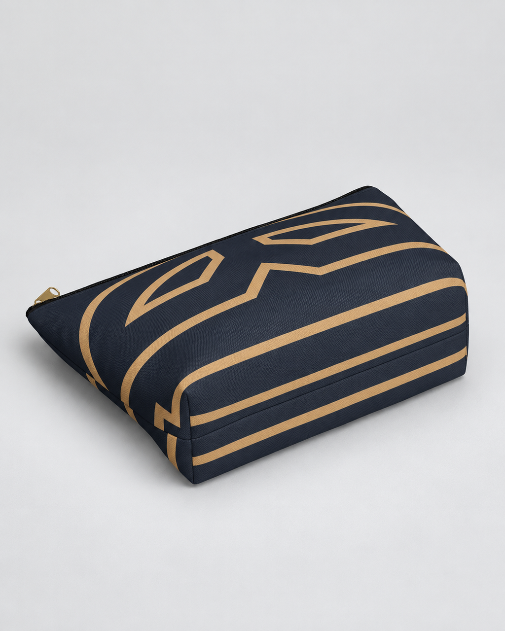 Bold Personalized Monogram Accessory Cosmetic Pouch – Navy & Camel