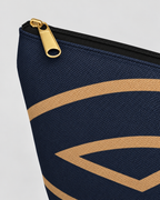 Bold Personalized Monogram Accessory Cosmetic Pouch – Navy & Camel