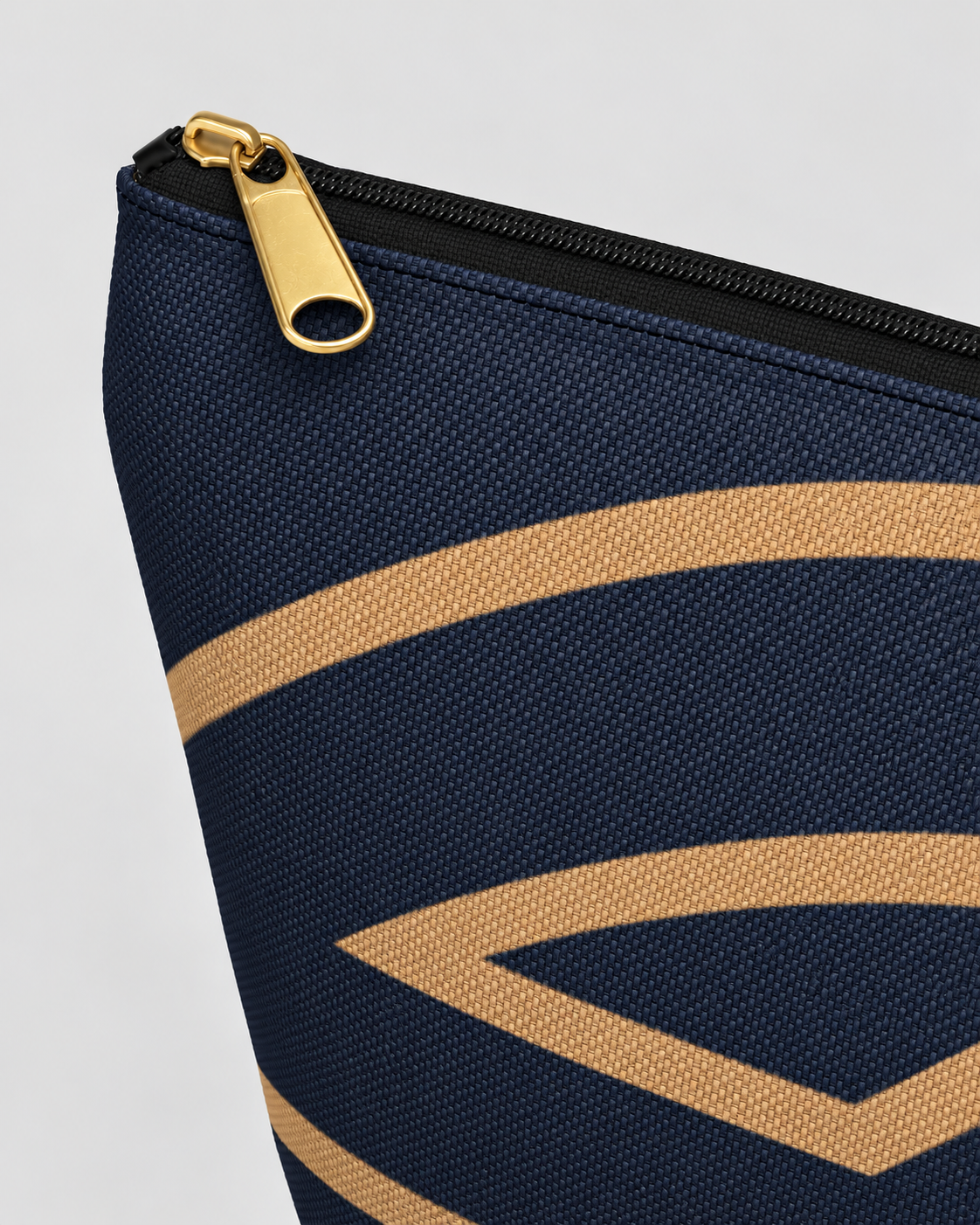 Bold Personalized Monogram Accessory Cosmetic Pouch – Navy & Camel