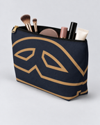 Bold Personalized Monogram Accessory Cosmetic Pouch – Navy & Camel