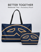 Bold Personalized Monogram Accessory Cosmetic Pouch – Navy & Camel