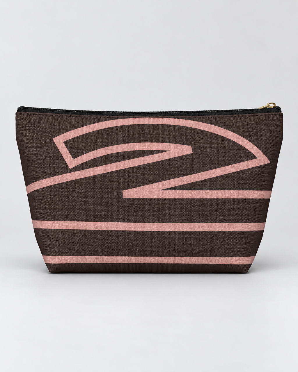 Bold Personalized Monogram Accessory Cosmetic Pouch – Chocolate & Blush
