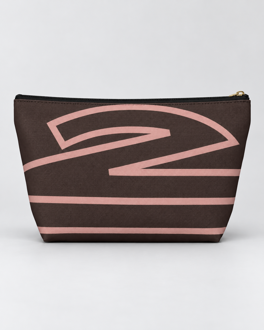 Bold Personalized Monogram Accessory Cosmetic Pouch – Chocolate & Blush