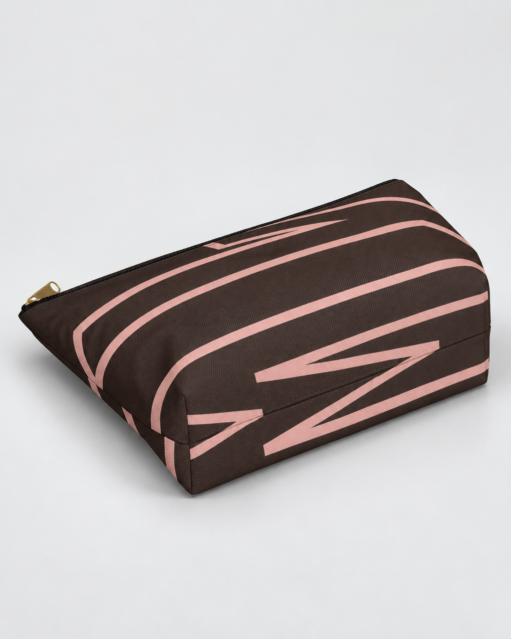 Bold Personalized Monogram Accessory Cosmetic Pouch – Chocolate & Blush