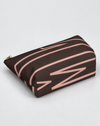 Bold Personalized Monogram Accessory Cosmetic Pouch – Chocolate & Blush