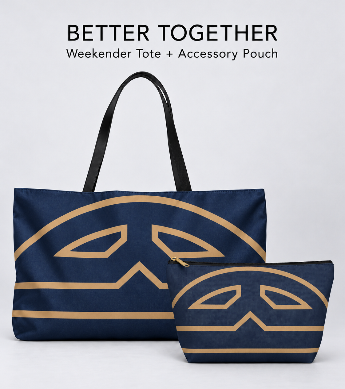 Bold Personalized Monogram Weekender Tote Bag – Navy & Camel