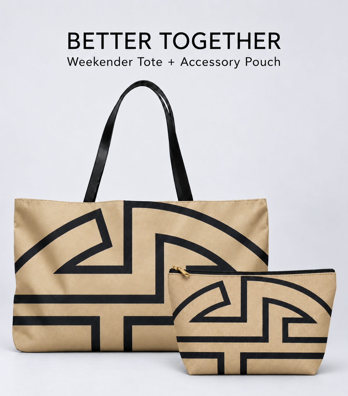 Bold Personalized Monogram Weekender Tote Bag – Natural & Black