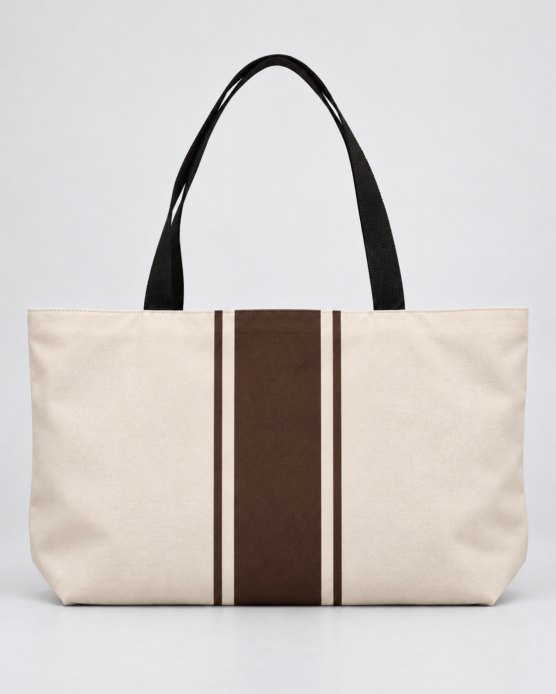Personalized Signature Stripe Weekender Tote | Custom Three-Initial Monogram Bag, Champagne & Espresso