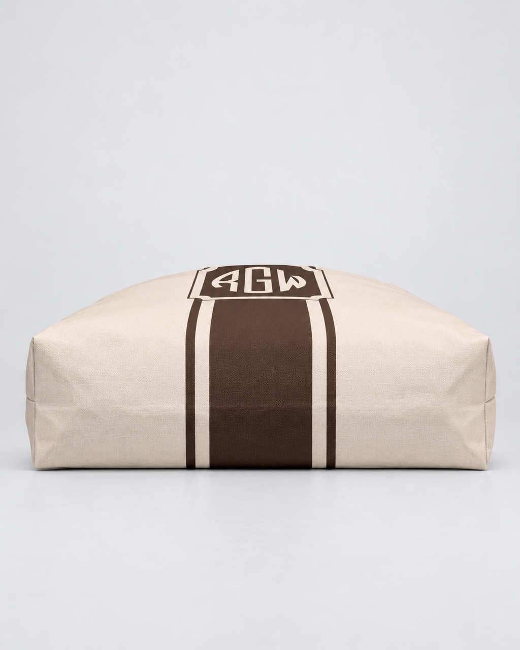 Personalized Signature Stripe Weekender Tote | Custom Three-Initial Monogram Bag, Champagne & Espresso