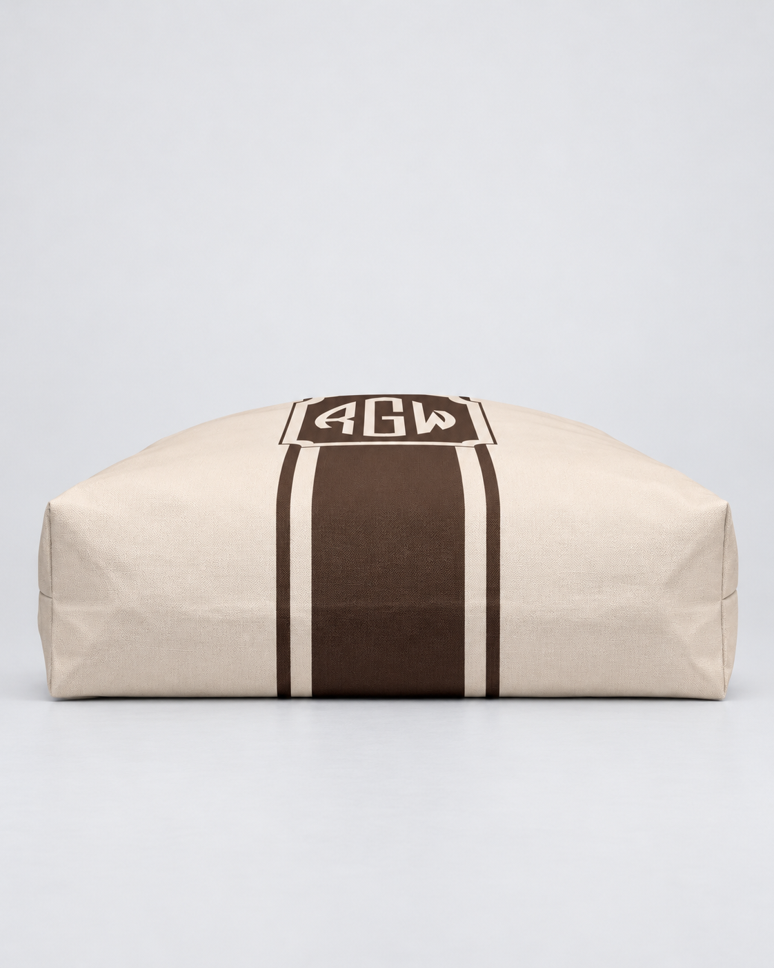 Personalized Signature Stripe Weekender Tote | Custom Three-Initial Monogram Bag, Champagne & Espresso