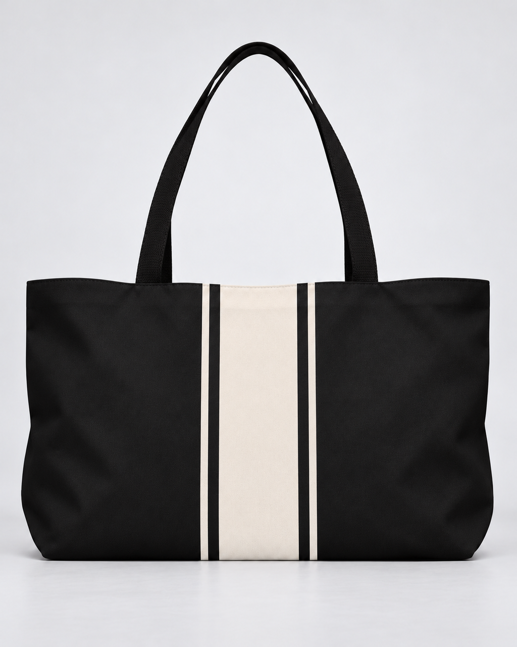 Personalized Signature Stripe Weekender Tote | Custom Three-Initial Monogram Bag, Charcoal & Ivory