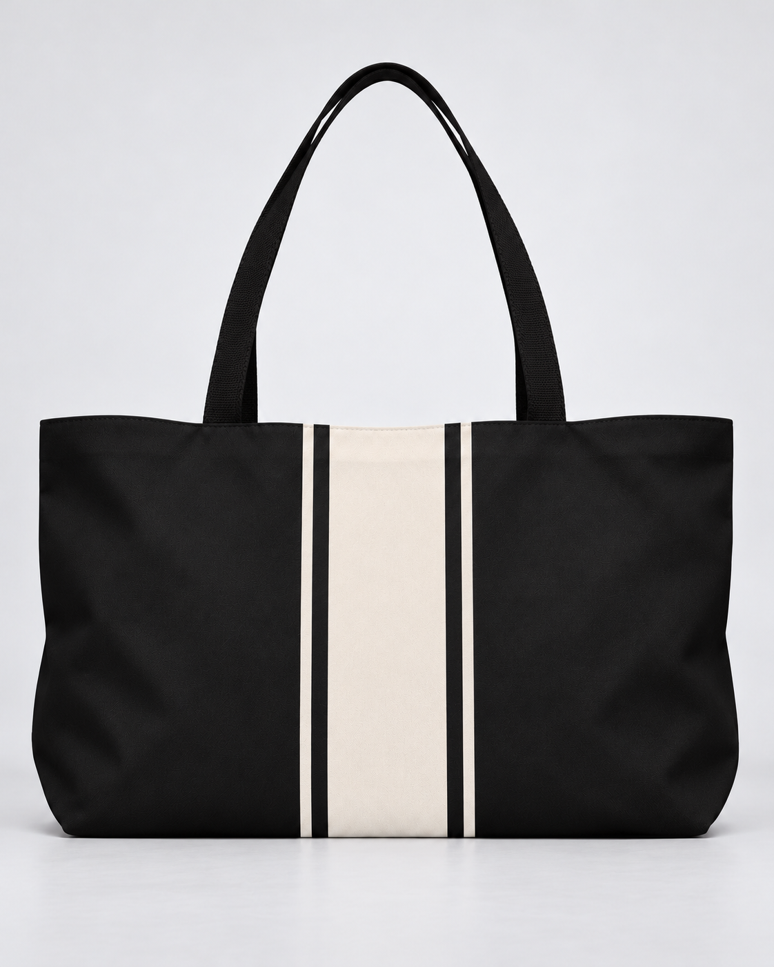 Personalized Signature Stripe Weekender Tote | Custom Three-Initial Monogram Bag, Charcoal & Ivory