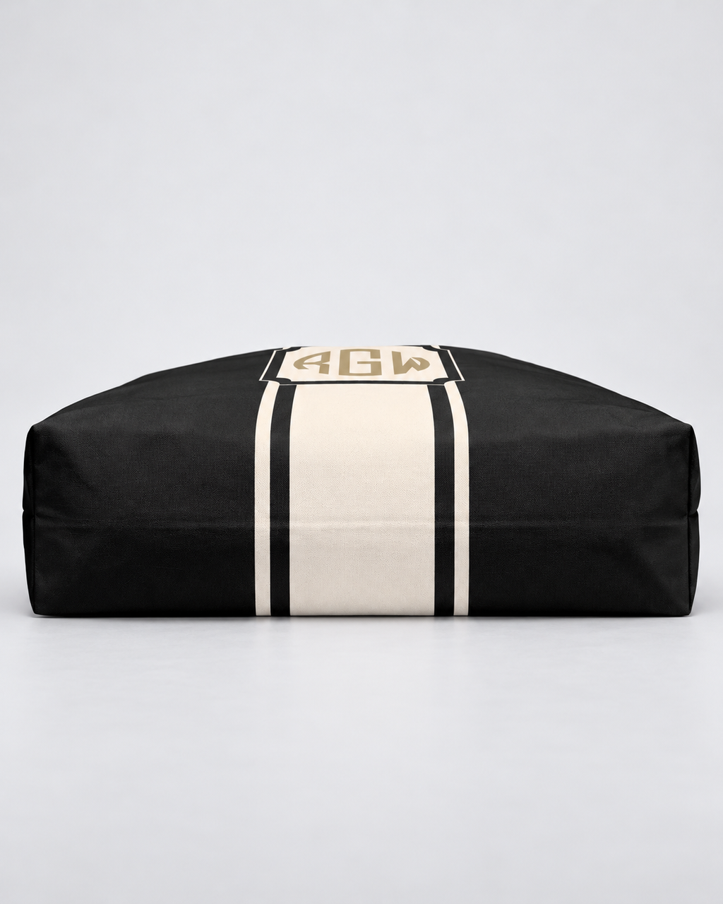 Personalized Signature Stripe Weekender Tote | Custom Three-Initial Monogram Bag, Charcoal & Ivory