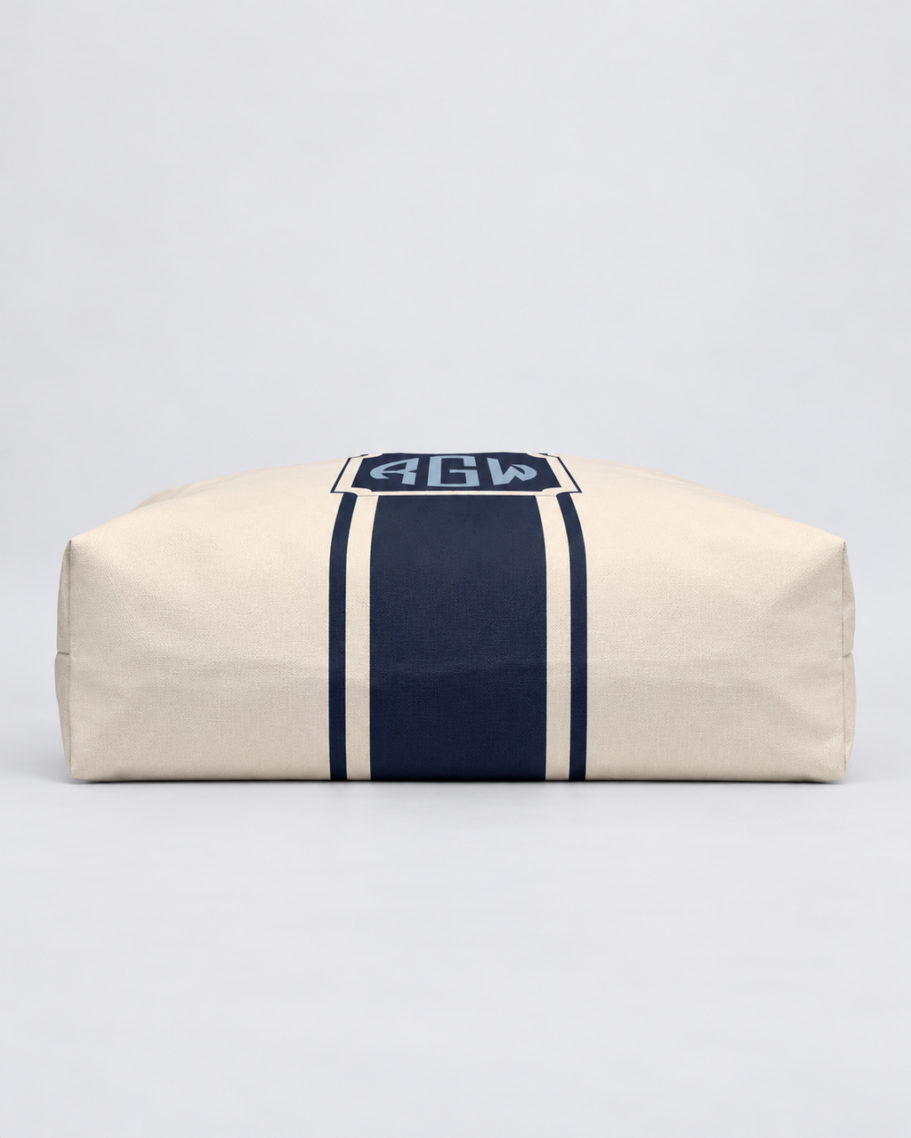 Personalized Signature Stripe Weekender Tote | Custom Three-Initial Monogram Bag, Ivory & Navy