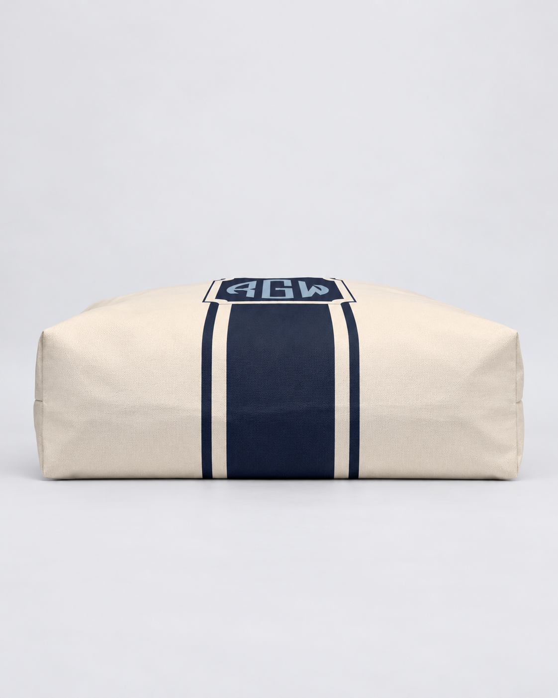 Personalized Signature Stripe Weekender Tote | Custom Three-Initial Monogram Bag, Ivory & Navy