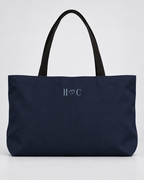Personalized Mrs. Bridal Weekender Tote | Custom Bride Bag with Last Name, Wedding Year & Couple’s Initials, Ivory & Navy