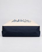 Personalized Mrs. Bridal Weekender Tote | Custom Bride Bag with Last Name, Wedding Year & Couple’s Initials, Ivory & Navy