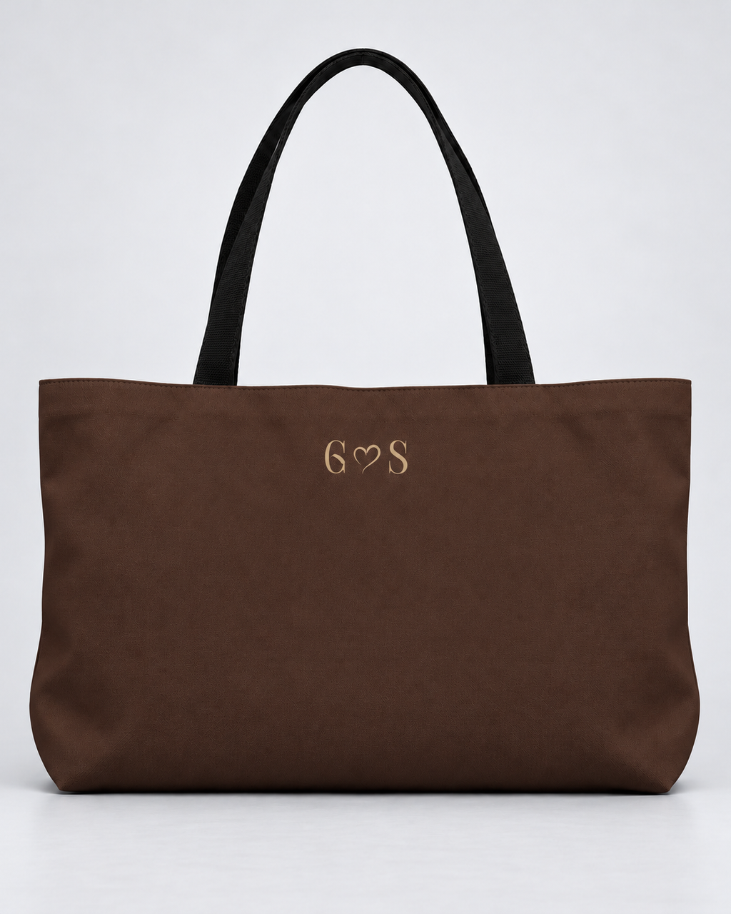 Personalized Mrs. Bridal Weekender Tote | Custom Bride Bag with Last Name, Wedding Year & Couple’s Initials, Champagne & Espresso