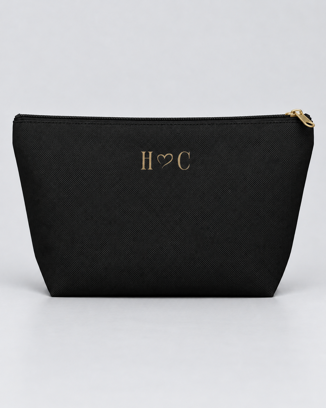 Personalized Mrs. Bridal Cosmetic Pouch | Custom Makeup Bag with Last Name, Wedding Year & Couple’s Initials, Black