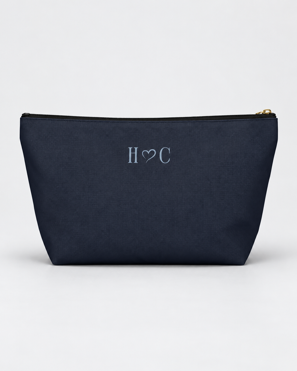 Personalized Mrs. Bridal Cosmetic Pouch | Custom Makeup Bag with Last Name, Wedding Year & Couple’s Initials, Ivory & Navy