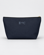 Personalized Mrs. Bridal Cosmetic Pouch | Custom Makeup Bag with Last Name, Wedding Year & Couple’s Initials, Ivory & Navy