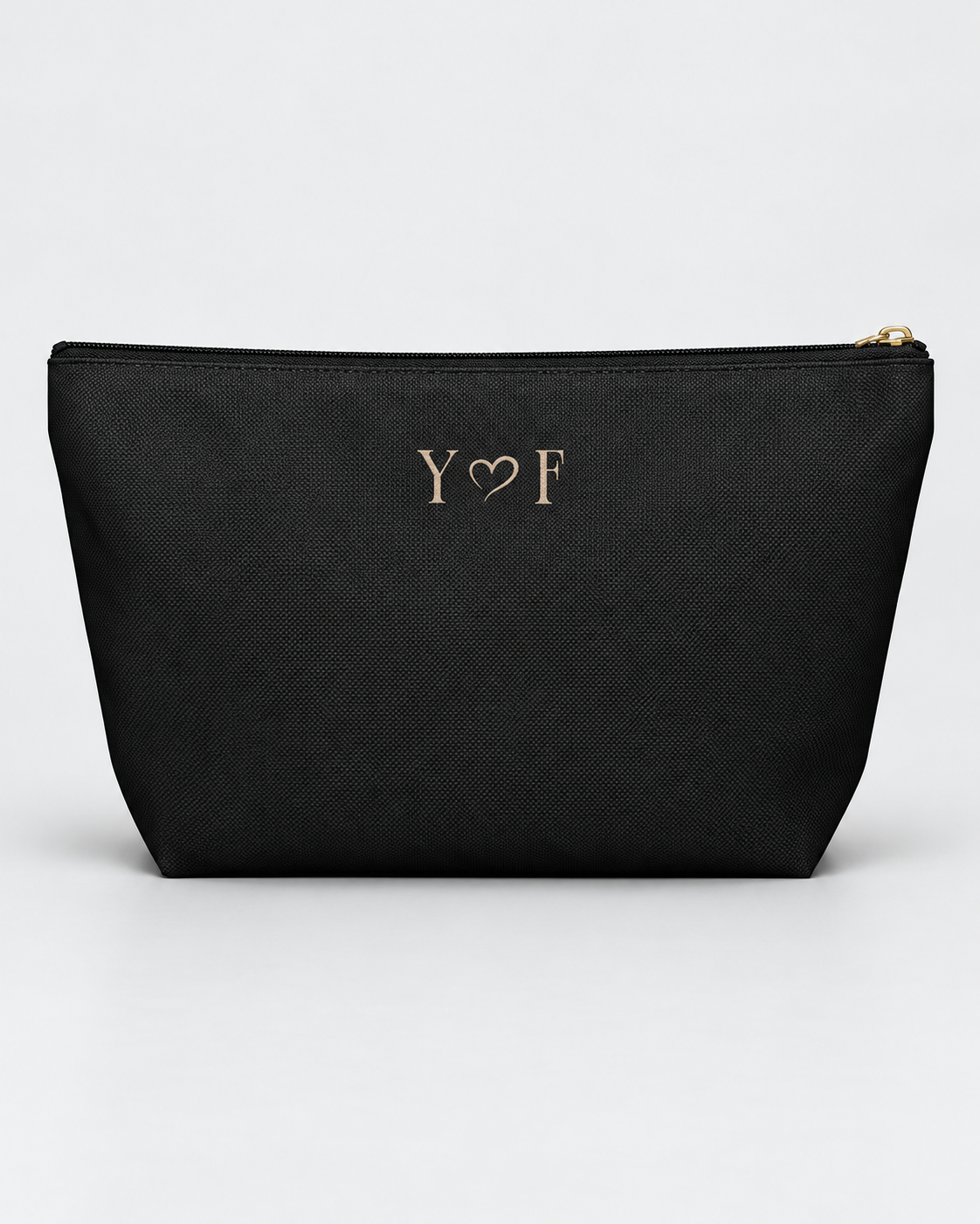 Personalized Mrs. Bridal Cosmetic Pouch | Custom Makeup Bag with Last Name, Wedding Year & Couple’s Initials, Ivory & Black