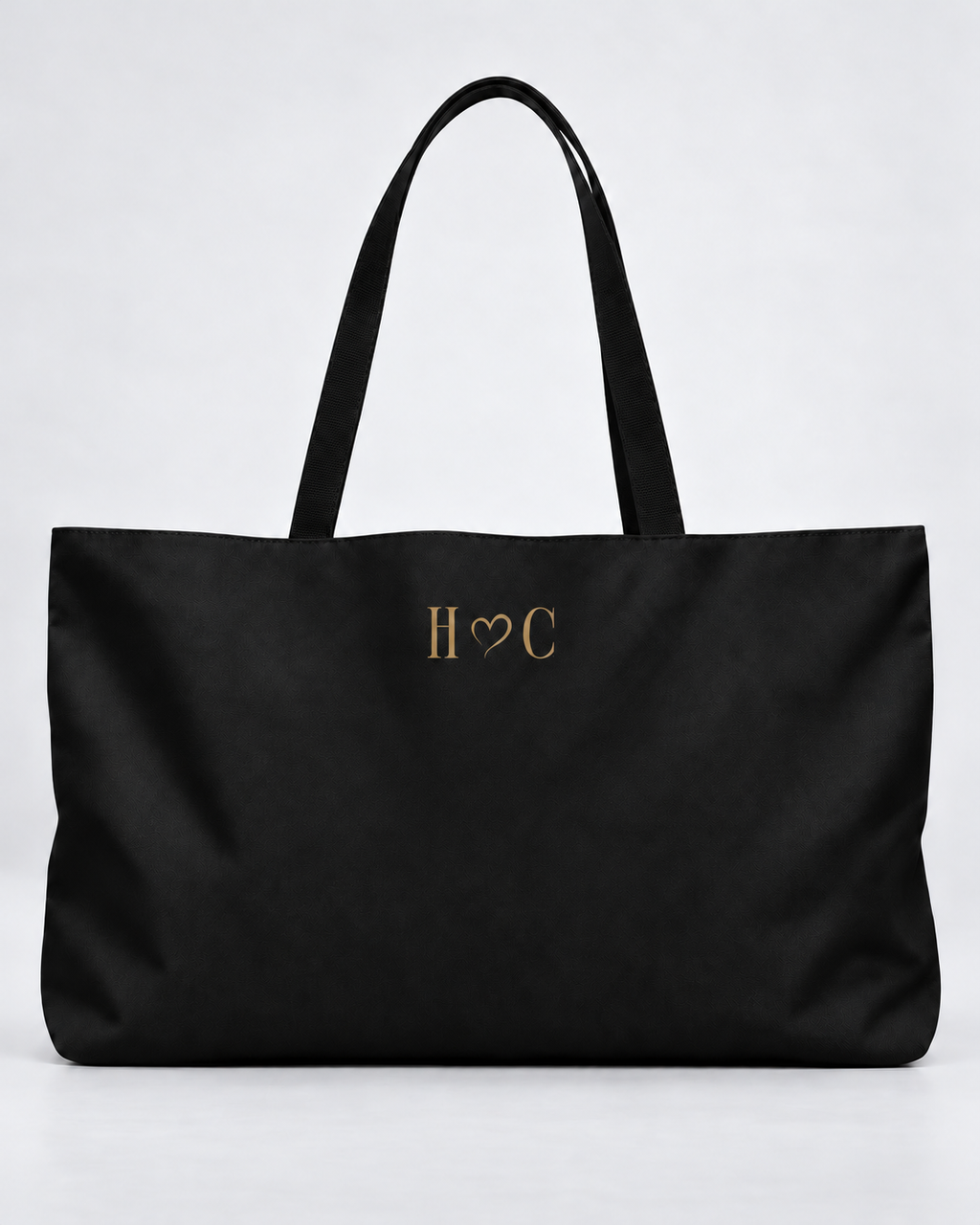 Personalized Mrs. Bridal Weekender Tote | Custom Bride Bag with Last Name, Wedding Year & Couple’s Initials, Black & Ivory