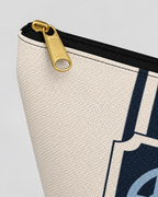 Personalized Signature Stripe Accessory Pouch | Custom Three-Initial Monogram Makeup & Travel Bag, Ivory & Navy