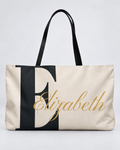 Personalized Classic Initial Weekender Tote | Custom Monogram Travel Bag with Script Name