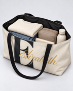 Personalized Classic Initial Weekender Tote | Custom Monogram Travel Bag with Script Name