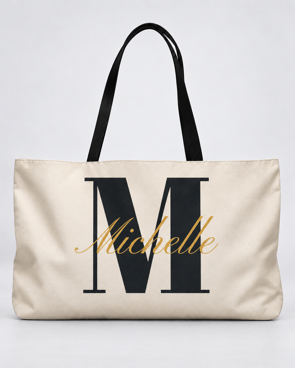 Personalized Center Stage Initial Weekender Tote | Custom Monogram Travel Bag with Script Name