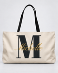 Personalized Center Stage Initial Weekender Tote | Custom Monogram Travel Bag with Script Name