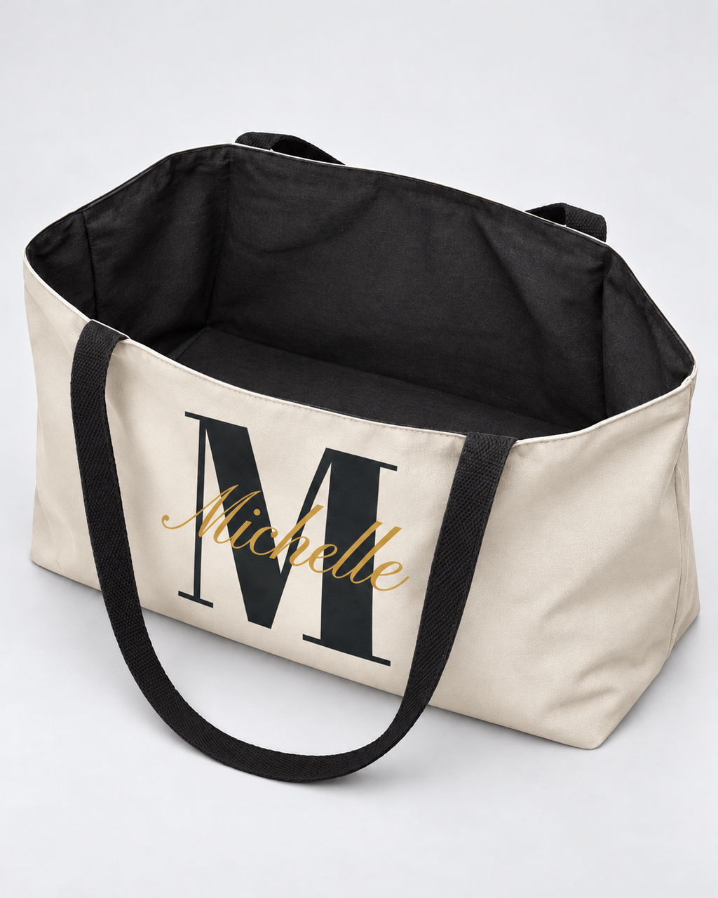 Personalized Center Stage Initial Weekender Tote | Custom Monogram Travel Bag with Script Name
