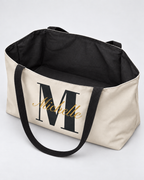 Personalized Center Stage Initial Weekender Tote | Custom Monogram Travel Bag with Script Name