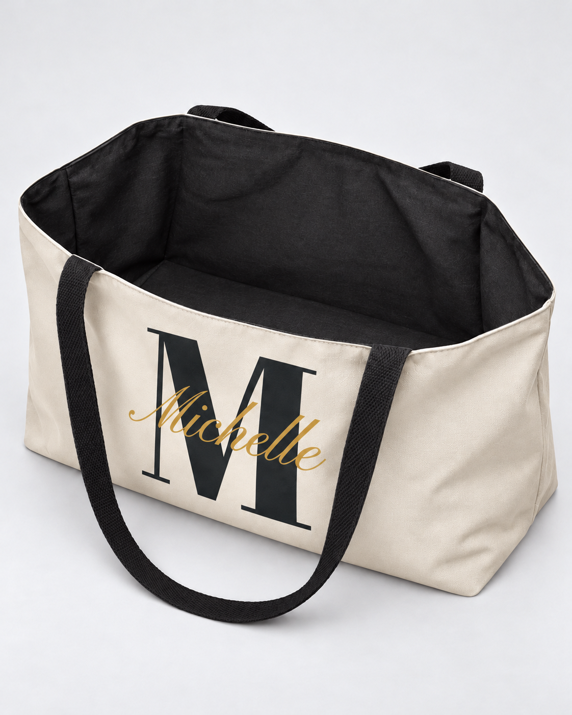 Personalized Center Stage Initial Weekender Tote | Custom Monogram Travel Bag with Script Name