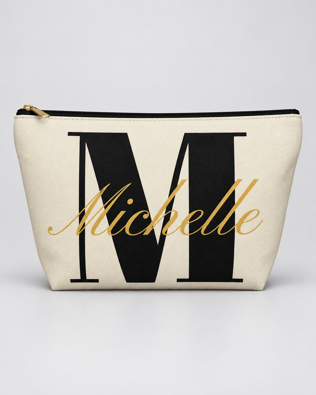 Personalized Center Stage Initial Cosmetic Pouch | Custom Makeup Bag with Script Name