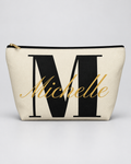 Personalized Center Stage Initial Cosmetic Pouch | Custom Makeup Bag with Script Name