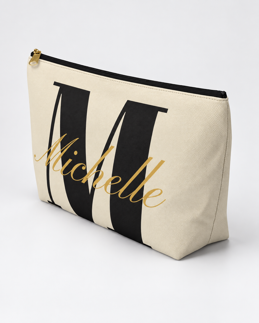 Personalized Center Stage Initial Cosmetic Pouch | Custom Makeup Bag with Script Name
