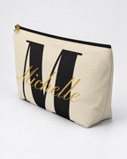 Personalized Center Stage Initial Cosmetic Pouch | Custom Makeup Bag with Script Name