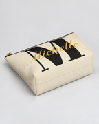 Personalized Center Stage Initial Cosmetic Pouch | Custom Makeup Bag with Script Name