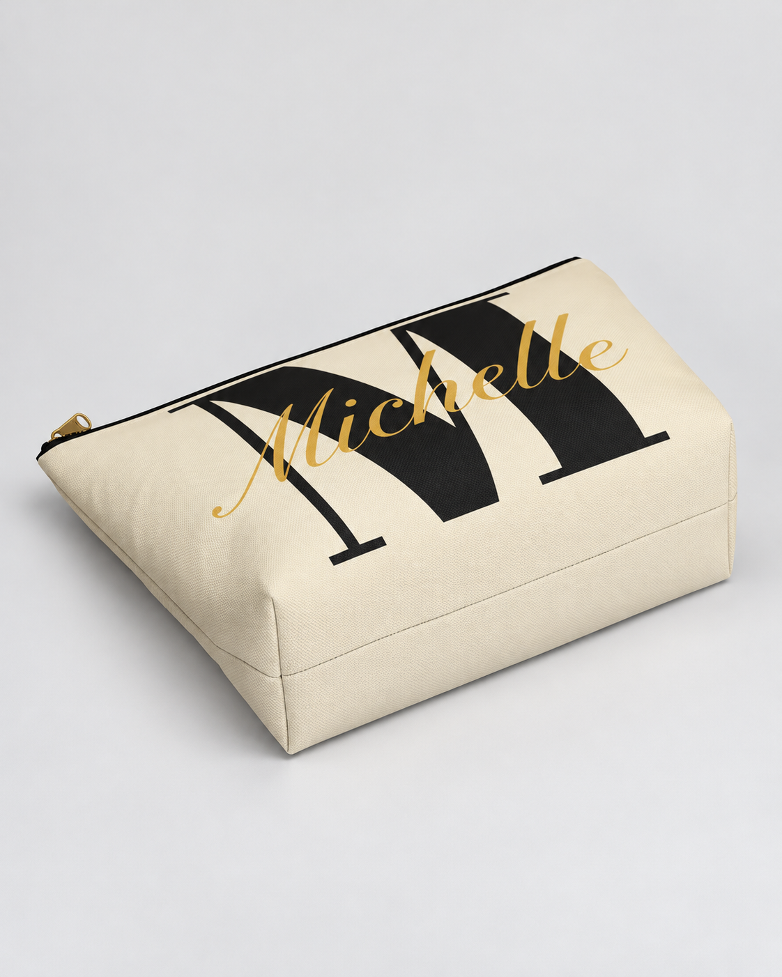 Personalized Center Stage Initial Cosmetic Pouch | Custom Makeup Bag with Script Name