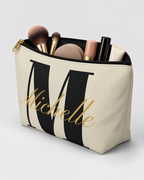 Personalized Center Stage Initial Cosmetic Pouch | Custom Makeup Bag with Script Name